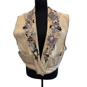 Phun Shirts of California Womens Vest OS Embellished Appliques Bling Bows Charms